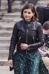 Doctor Who Jenna Coleman Black Leather Jacket